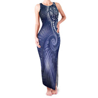 New Zealand Galaxy Fern Family Matching Tank Maxi Dress and Hawaiian Shirt