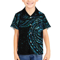 New Zealand Tribal Tattoo Family Matching Off Shoulder Short Dress and Hawaiian Shirt With Matariki Art