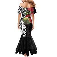 New Zealand Kakapo Christmas Mermaid Dress Meri Kirihimete Pohutukawa Flowers LT9 - Polynesian Pride