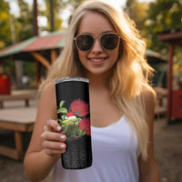New Zealand Kakapo Christmas Skinny Tumbler Meri Kirihimete Pohutukawa Flowers LT9 - Polynesian Pride