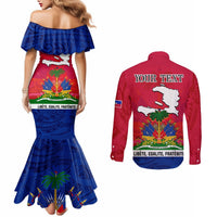 Haiti Independence Day Couples Matching Mermaid Dress and Long Sleeve Button Shirt Libete Egalite Fratenite Ayiti 1804 With Polynesian Pattern LT9 - Polynesian Pride