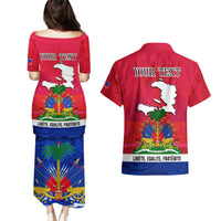 Haiti Independence Day Couples Matching Puletasi Dress and Hawaiian Shirt Libete Egalite Fratenite Ayiti 1804 With Polynesian Pattern LT9 - Polynesian Pride