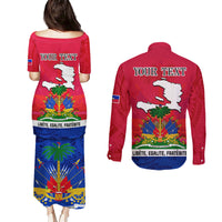 Haiti Independence Day Couples Matching Puletasi Dress and Long Sleeve Button Shirt Libete Egalite Fratenite Ayiti 1804 With Polynesian Pattern LT9 - Polynesian Pride