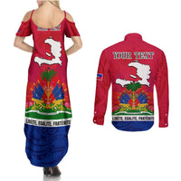 Haiti Independence Day Couples Matching Summer Maxi Dress and Long Sleeve Button Shirt Libete Egalite Fratenite Ayiti 1804 With Polynesian Pattern LT9 - Polynesian Pride