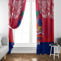 Haiti Independence Day Window Curtain Libete Egalite Fratenite Ayiti 1804 With Polynesian Pattern LT9 - Polynesian Pride