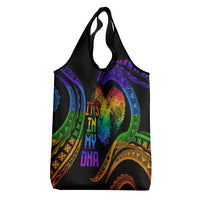 Personalised Its In My DNA Valentine Day Grocery Bag Fingerprint Heart with Color Pride Flag