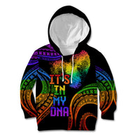 Personalised Its In My DNA Valentine Day Kid Hoodie Fingerprint Heart with Color Pride Flag LT9 Hoodie - Polynesian Pride