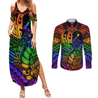 New Zealand LGBT Fern Heart Couples Matching Summer Maxi Dress and Long Sleeve Button Shirt Dont judge What You Dont Understand LT9 No Dress - Polynesian Pride