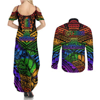 New Zealand LGBT Fern Heart Couples Matching Summer Maxi Dress and Long Sleeve Button Shirt Dont judge What You Dont Understand LT9 - Polynesian Pride