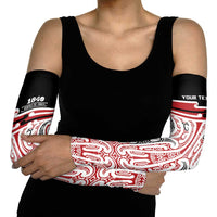 Personalised Toitu Te Tiriti Aotearoa 1840 Arm Sleeves Red Kowhaiwhai Puhoro - Polynesian Pride