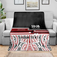 Personalised Toitu Te Tiriti Aotearoa 1840 Blanket Red Kowhaiwhai Puhoro - Polynesian Pride