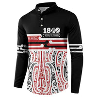 Personalised Toitu Te Tiriti Aotearoa 1840 Button Sweatshirt Red Kowhaiwhai Puhoro - Polynesian Pride