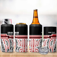 Personalised Toitu Te Tiriti Aotearoa 1840 4 in 1 Can Cooler Tumbler Red Kowhaiwhai Puhoro - Polynesian Pride