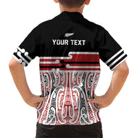 Personalised Toitu Te Tiriti Aotearoa 1840 Family Matching Long Sleeve Bodycon Dress and Hawaiian Shirt Red Kowhaiwhai Puhoro LT9 - Polynesian Pride