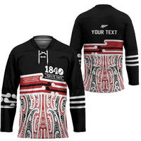 Personalised Toitu Te Tiriti Aotearoa 1840 Hockey Jersey Red Kowhaiwhai Puhoro - Polynesian Pride