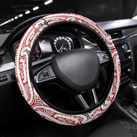 Toitu Te Tiriti Aotearoa 1840 Steering Wheel Cover Red Kowhaiwhai Puhoro - Polynesian Pride