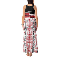 Personalised Toitu Te Tiriti Aotearoa 1840 Tank Maxi Dress Red Kowhaiwhai Puhoro - Polynesian Pride