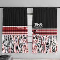 Personalised Toitu Te Tiriti Aotearoa 1840 Window Curtain Red Kowhaiwhai Puhoro - Polynesian Pride