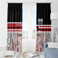 Personalised Toitu Te Tiriti Aotearoa 1840 Window Curtain Red Kowhaiwhai Puhoro - Polynesian Pride