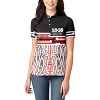 Personalised Toitu Te Tiriti Aotearoa 1840 Women Polo Shirt Red Kowhaiwhai Puhoro LT9 - Polynesian Pride