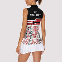 Personalised Toitu Te Tiriti Aotearoa 1840 Women Sleeveless Polo Shirt Red Kowhaiwhai Puhoro LT9 - Polynesian Pride