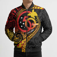 Papua New Guinea Tribal Tattoo Bomber Puffer Jacket 50th Independence Anniversary - Polynesian Pride
