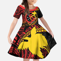 Papua New Guinea Tribal Tattoo Kid Short Sleeve Dress 50th Independence Anniversary