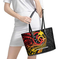 Papua New Guinea Tribal Tattoo Leather Tote Bag 50th Independence Anniversary