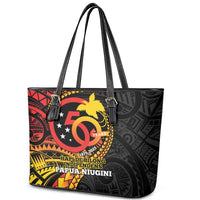 Papua New Guinea Tribal Tattoo Leather Tote Bag 50th Independence Anniversary