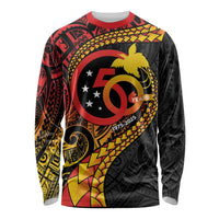Papua New Guinea Tribal Tattoo Long Sleeve Shirt 50th Independence Anniversary