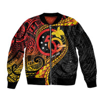 Papua New Guinea Tribal Tattoo Sleeve Zip Bomber Jacket 50th Independence Anniversary