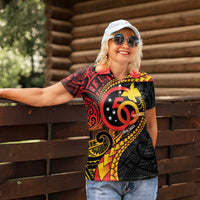 Papua New Guinea Tribal Tattoo Women Polo Shirt 50th Independence Anniversary