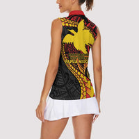 Papua New Guinea Tribal Tattoo Women Sleeveless Polo Shirt 50th Independence Anniversary