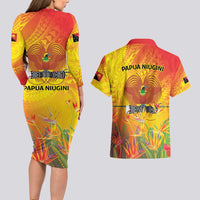 Papua New Guinea Unity in Diversity Couples Matching Long Sleeve Bodycon Dress and Hawaiian Shirt 50th Indipendens Papua Niugini