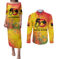 Papua New Guinea Unity in Diversity Couples Matching Puletasi and Long Sleeve Button Shirt 50th Indipendens Papua Niugini