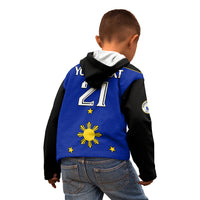 (Custom Text And Number) Philippines Concept Home Football Kid Hoodie Pilipinas Flag Black Style 2023 LT9 - Polynesian Pride