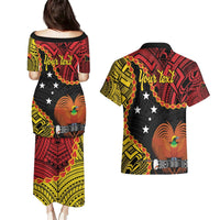 Personalised Papua New Guinea 49th Anniversary Couples Matching Puletasi and Hawaiian Shirt Hapi De bilong Indipendens Papua Niugini LT9 - Polynesian Pride
