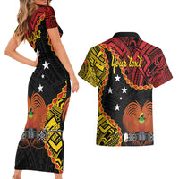Personalised Papua New Guinea 49th Anniversary Couples Matching Short Sleeve Bodycon Dress and Hawaiian Shirt Hapi De bilong Indipendens Papua Niugini LT9 - Polynesian Pride