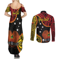 Personalised Papua New Guinea 49th Anniversary Couples Matching Summer Maxi Dress and Long Sleeve Button Shirt Hapi De bilong Indipendens Papua Niugini LT9 - Polynesian Pride