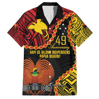 Personalised Papua New Guinea 49th Anniversary Hawaiian Shirt Hapi De bilong Indipendens Papua Niugini LT9 Black - Polynesian Pride