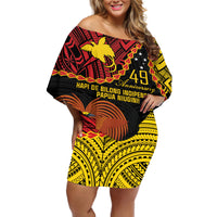 Personalised Papua New Guinea 49th Anniversary Off Shoulder Short Dress Hapi De bilong Indipendens Papua Niugini