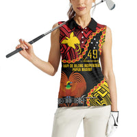 Personalised Papua New Guinea 49th Anniversary Women Sleeveless Polo Shirt Hapi De bilong Indipendens Papua Niugini