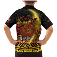 Personalised Papua New Guinea 49th Anniversary Family Matching Mermaid Dress and Hawaiian Shirt Bird of Paradise Unity In Diversity