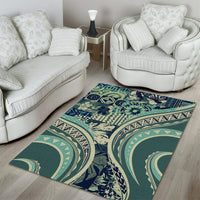 Hawaiian Hibiscus Tribal Vintage Motif Area Rug Ver 1