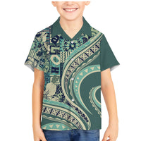 Hawaiian Hibiscus Tribal Vintage Motif Family Matching Mermaid Dress and Hawaiian Shirt Ver 1