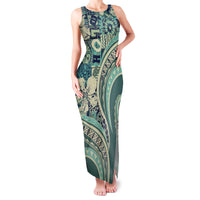 Hawaiian Hibiscus Tribal Vintage Motif Family Matching Tank Maxi Dress and Hawaiian Shirt Ver 1