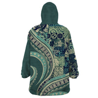 Hawaiian Hibiscus Tribal Vintage Motif Wearable Blanket Hoodie Ver 1