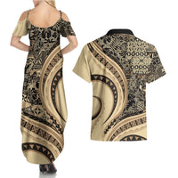 Hawaiian Hibiscus Tribal Vintage Motif Couples Matching Summer Maxi Dress and Hawaiian Shirt Ver 2 LT9 - Polynesian Pride