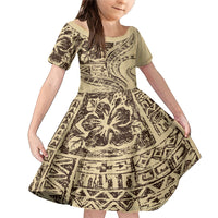 Hawaiian Hibiscus Tribal Vintage Motif Family Matching Mermaid Dress and Hawaiian Shirt Ver 3