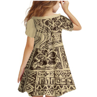 Hawaiian Hibiscus Tribal Vintage Motif Family Matching Mermaid Dress and Hawaiian Shirt Ver 3